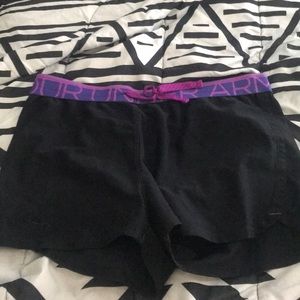 Purple And Black Under Armour Shorts